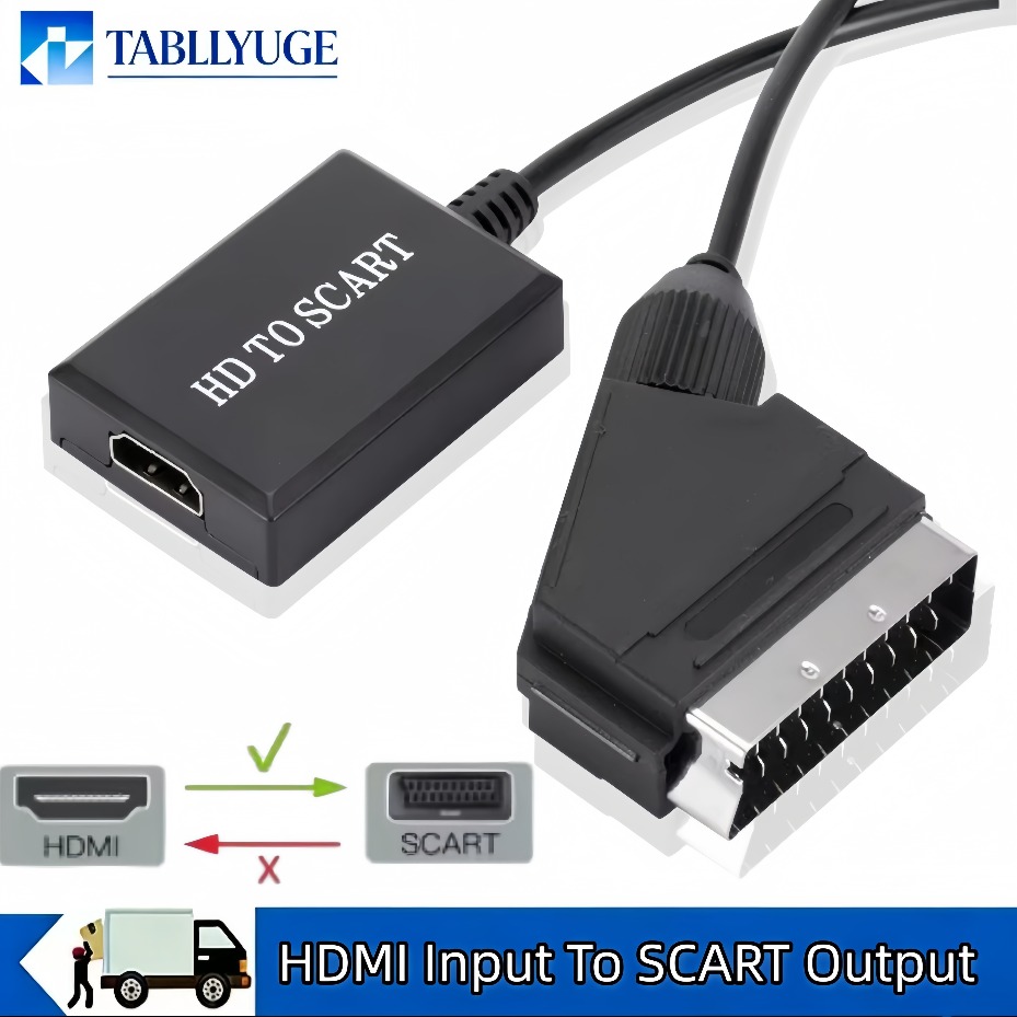 Scart To Hdmi - SCART-Video- und Audio-Verstärkeradapter, unterstützt 1080P HDMI